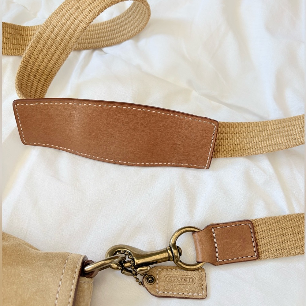 Coach mini Suede Saddle Bag 4743 Tan Mini Crossbody Equestrian Vintage - Picture 13 of 15